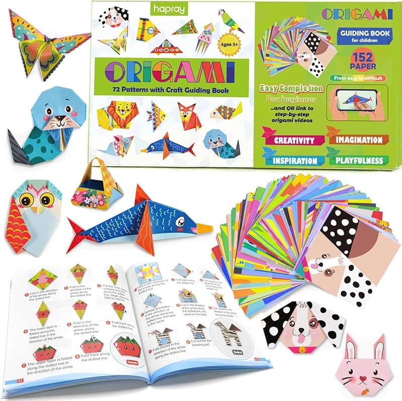 hapray Origami Kit for Kids 6-12 152 Papers 72 Patterns Guiding Book