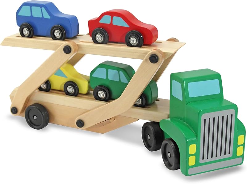 Transportador De Autos. Juguetes De Madera para Los Niños