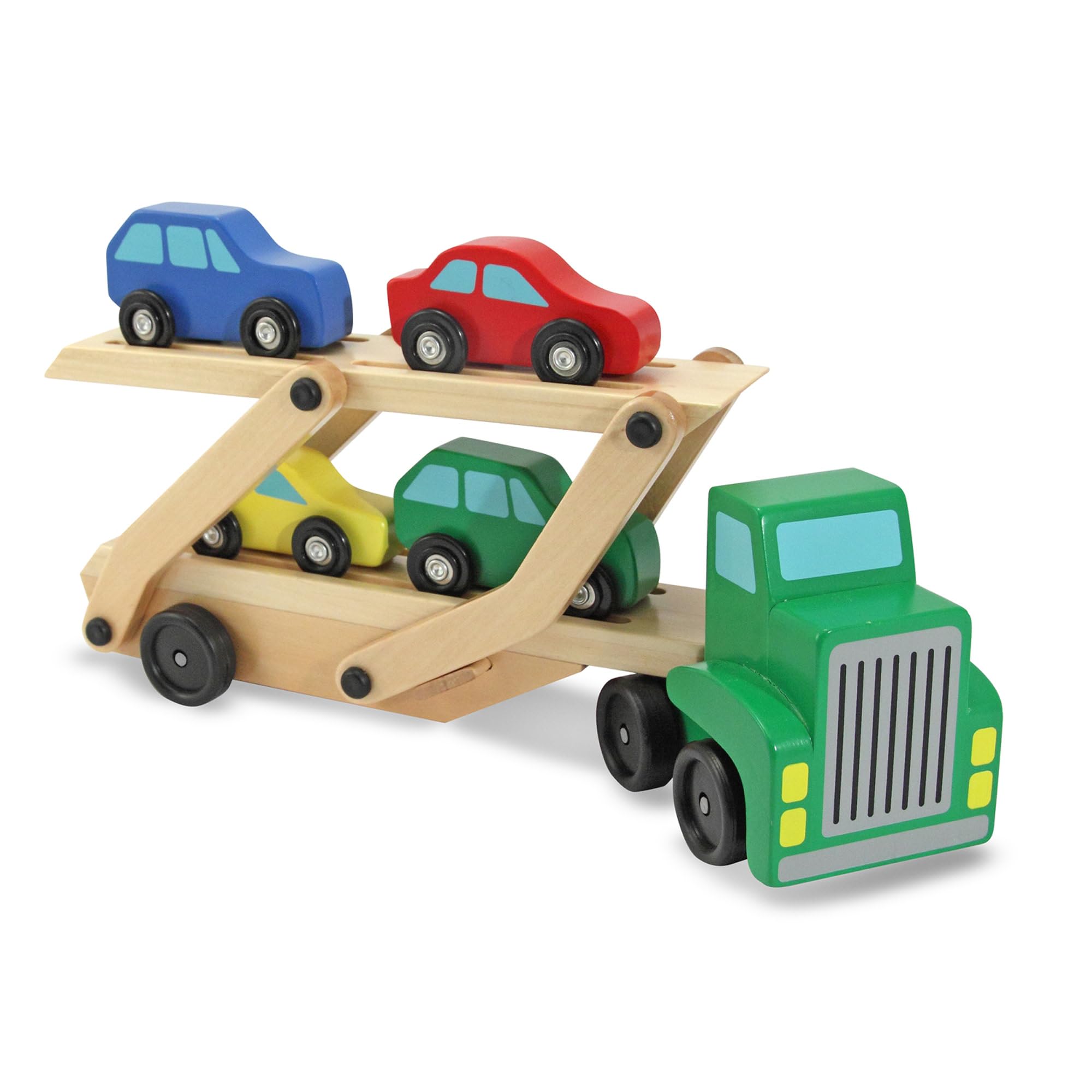 Melissa & Doug Wooden Car Transporter Truck & Cars | Wooden Toys for 3 Year Old Boy Gifts | Toddler Toy Cars for 3+ Year Old Boys & Girls 3 4 5 6