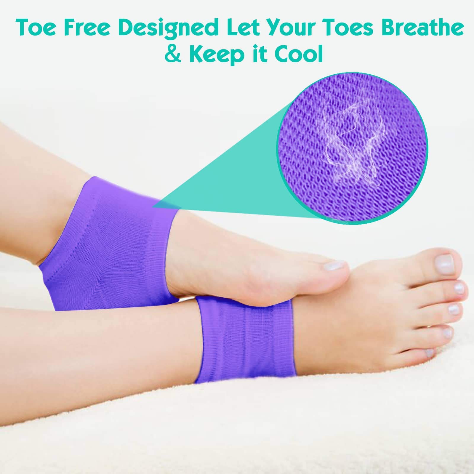 selizo Selizo 6 Pairs Heel Moisturizing Socks Open Toe Socks Cracked Gel Heel Socks Foot Toeless Heel Repair Socks for Women Dry Hard Cracked Feet, 6 Colors