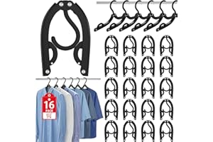 EUNHDET 16 Pcs Portable Travel Hangers for Cruise Ship Essentials 2025, Plastic Folding Foldable Hangers Clothes Drying Rack Travel Accessories for Suitcase, RV, Camping, Flying, Hotel, Road Trip (Black)