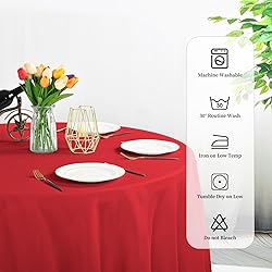 REWOMC 10 Pack Round Tablecloths - 90 Inch, Red