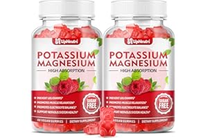 UPNEUTRI Potassium Magnesium Supplement Gummies for Adults Kids, Sugar-Free Potassium Gummies Supports Leg Cramps & Muscle & Immune Health, High Absorption Magnesium Gummies Raspberry Flavor 120 Cts