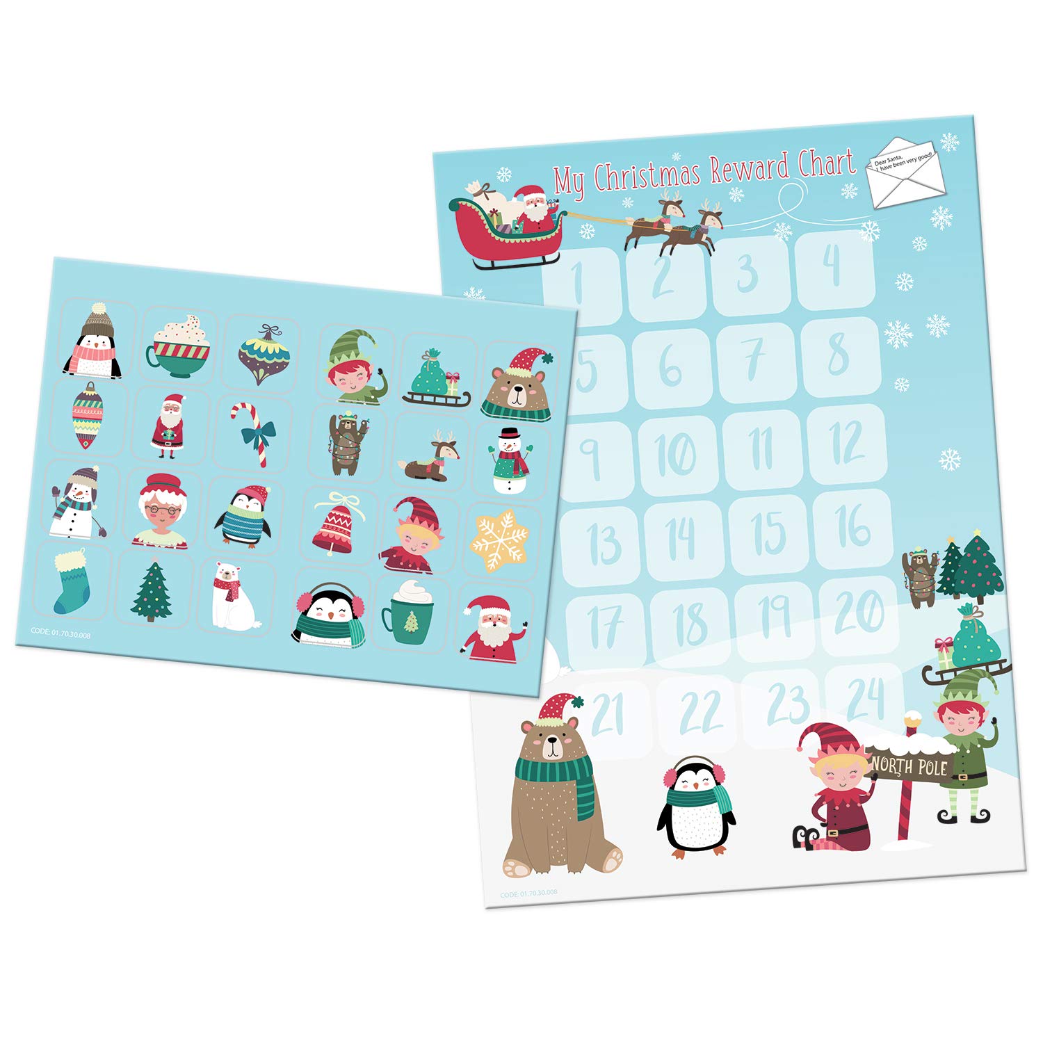 Santa Advent Reward Chart and Stickers