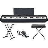 Yamaha P115 88 Weighted Key Digital Piano Bundle with Knox Double X Stand, Knox Large Bench and Sustain Pedal