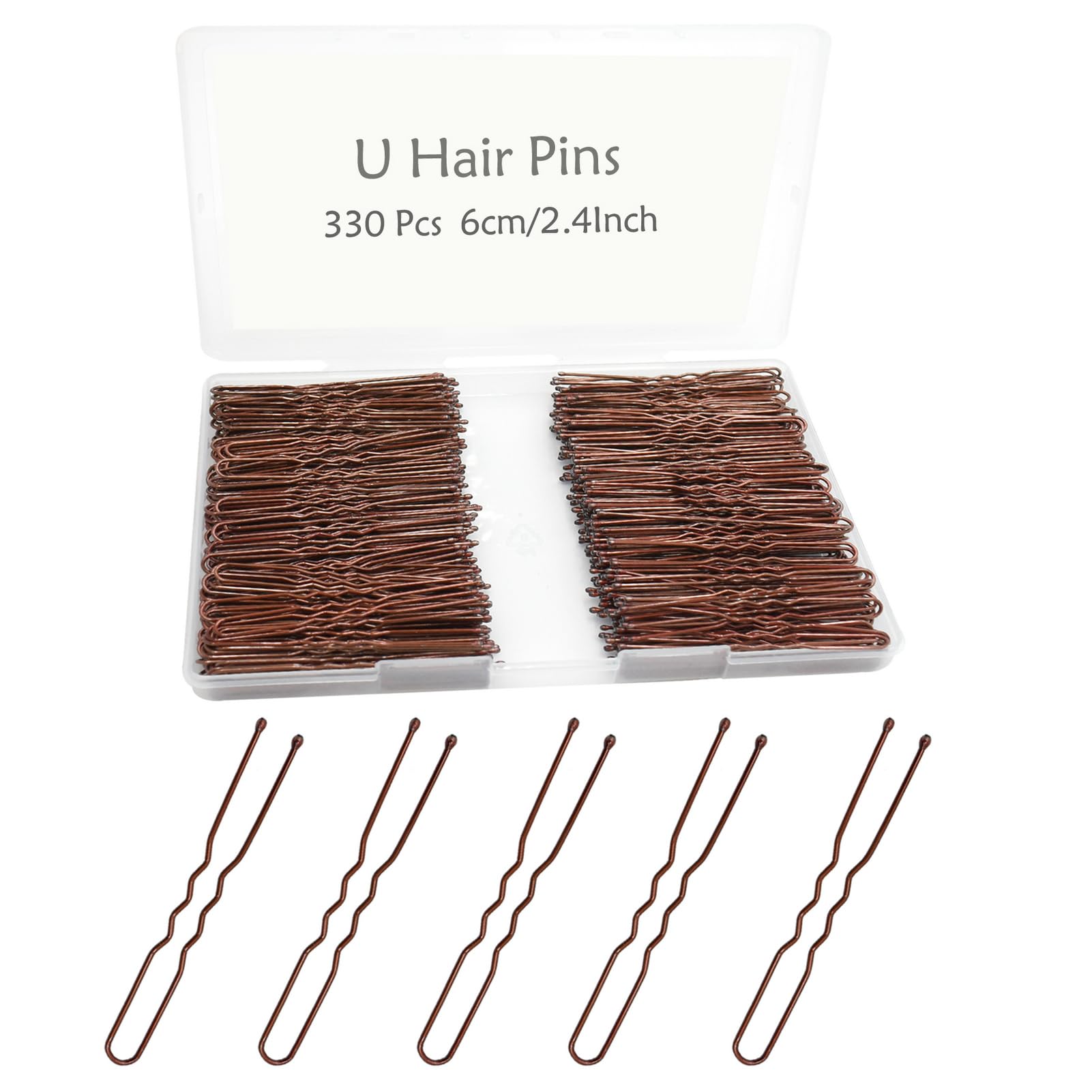 Photo 1 of 330 Count U Shaped Hair Pins Brown, YINGFENG 2.4inch Brown Bun Pins Bun Hair Pins for Women Girls with Storage Box, Hair Accessories for All Women Hair Types
