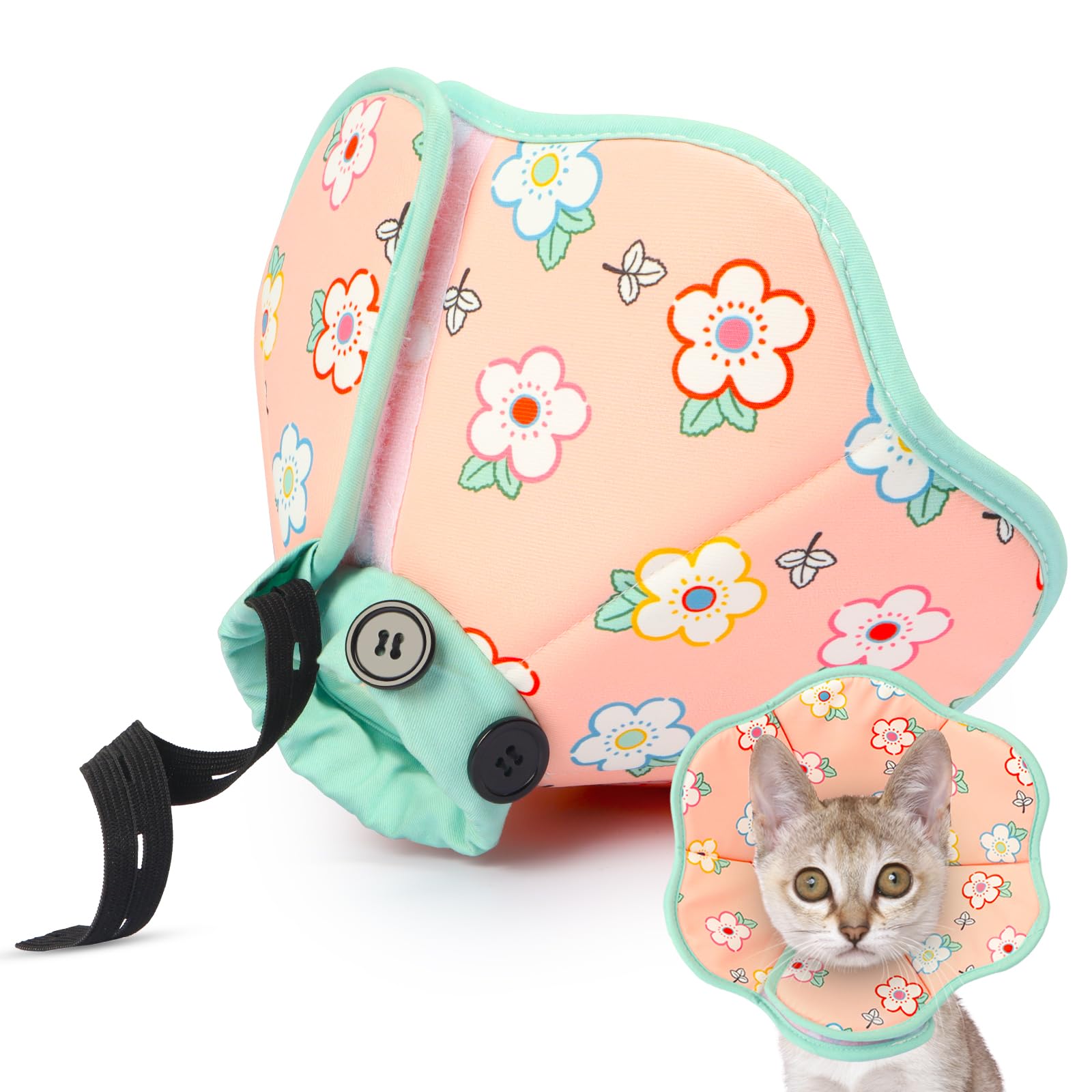 Photo 1 of Cat Cone Collar Soft for Wound Healing for Small Cats(Singapura Devon Rex), Air Breathable Neck Recovery Cone Anti Scratch Licking, Adjustable Surgery Cat Head Cone Alternative