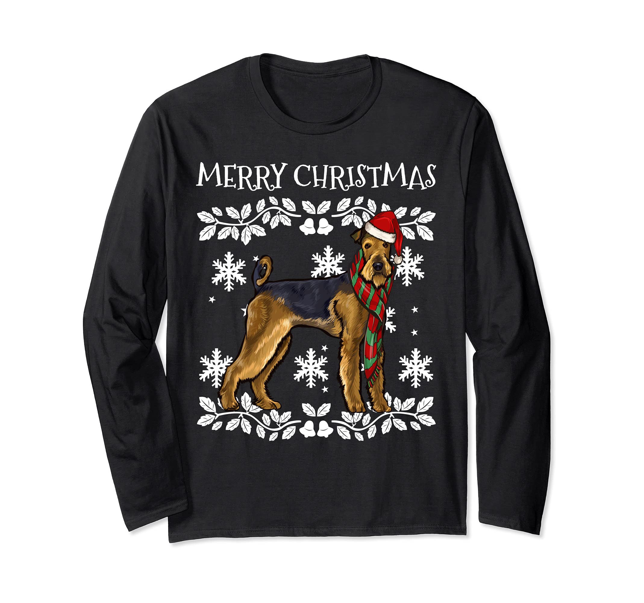 Merry Christmas Ornament Airedale Terrier Xmas Santa Long Sleeve T-Shirt