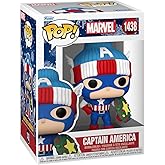Funko POP! Marvel: Holiday – Captain America - Marvel Comics - Collectable Vinyl Figure - Gift Idea - Official Merchandise - for Kids & Adults - Comic Books Fans - Model Figure for Collectors