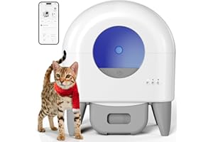 Fumoi Self Cleaning Litter Box, Automatic Cat Litter Box Self Cleaning Large Capacity for Multiple Cats, App Control with Safety Sensors, Removable Washable Liner,2 Pack Garbage Bags,Grey