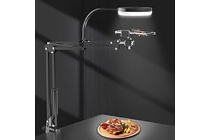 MIONONDI Overhead Phone Stand Recording with Selfie Ring Light, Desk Overhead Tripod Mount for Camera and Phone, Camera Arm Compatible with iPhone Sony A6000 YouTube Tiktok Video Cooking Photography