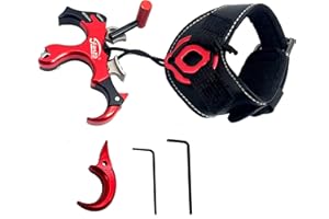 LILIPNP Professional Adjustable Compound Bow Release Aid - 3/4 Finger & Wrist Strap Dual Mode, with Safety Lock, Trigger Sens