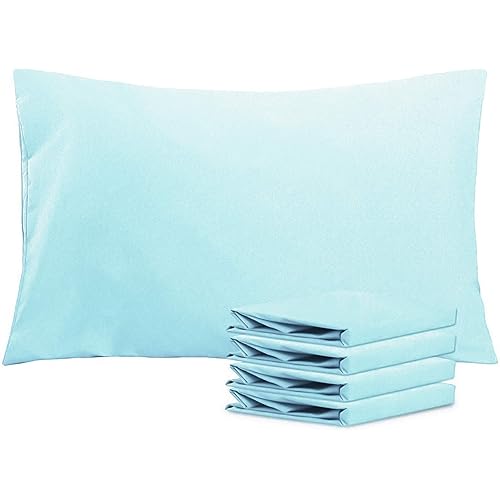 NTBAY Queen Pillowcases Set of 4, 100% Brushed Microfiber, Soft and Cozy, Wrinkle, Fade, Stain Resistant with Envelope Closure, 20"x 30", Aqua