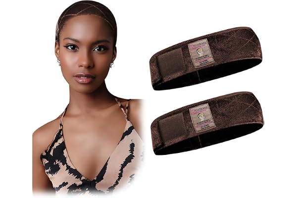 Dreamlover Velvet Headband for Wig Securing, Adjustable Dark Brown Wig Headband, 2 Pieces