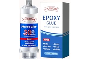 vicpricme Plastic Glue,1.76oz Clear Epoxy Glue,All Purpose Repair Glue, Can Bond Metal, Wood, Glass, Fiberglass, Carbon Fiber, Most Plastics, Rubber, with Extremely high Shock Resistance. (1)
