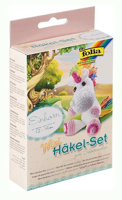 folia 23910 - Mini - Häkelset Einhorn, ca. 12 - 14 cm