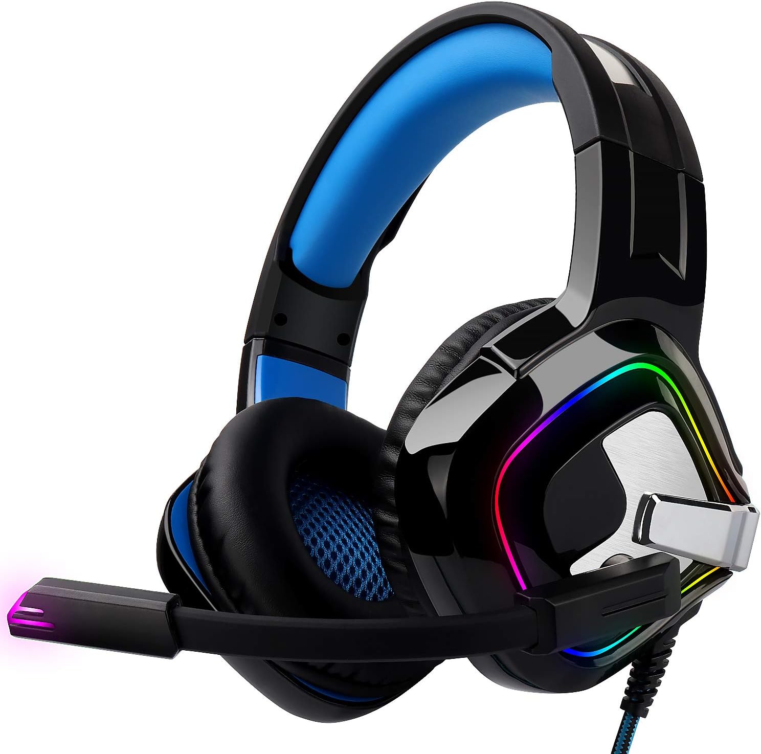 August EPG100L Wired Gaming Headset, 4D Stereo Subwoofer Surround Sound Headphones with Noise-Canceling Mic, 50mm Driver
