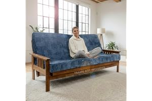 Matini Home Memory Foam Futon Mattress, Foldout Couch Futon Mattress - Comfortable and Heavy Duty Sofa Bed, Thick Corded Cushion for All, Full Size (Azure) - (Frame NOT Included)