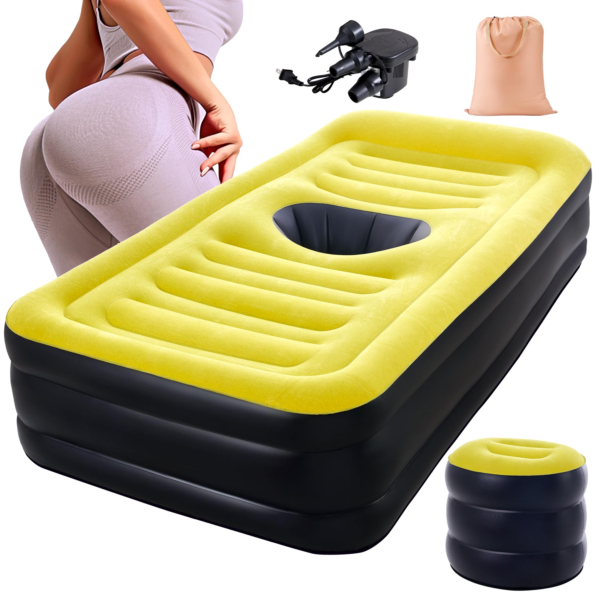 Photo 1 of Neoflavie BBL Bed After Surgery for Sleeping with Hole, Inflatable New Upgraded BBL Bed with Hole, Brazilian Butt Lift Surgery Recovery Mattress with Bag & Air Pump,Waterproof Plant Velvet Touch Sleep