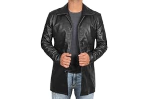 Blingsoul Leather Coats for Men - Vintage Style Long Leather Jacket Men