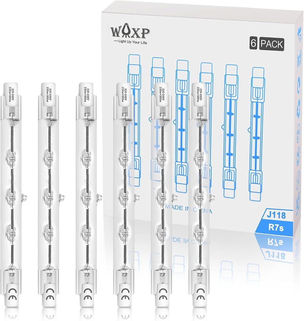 WAXP R7s 230W Dimmable Halogen Bulbs 118mm 2700K 4880lm Pack of 6