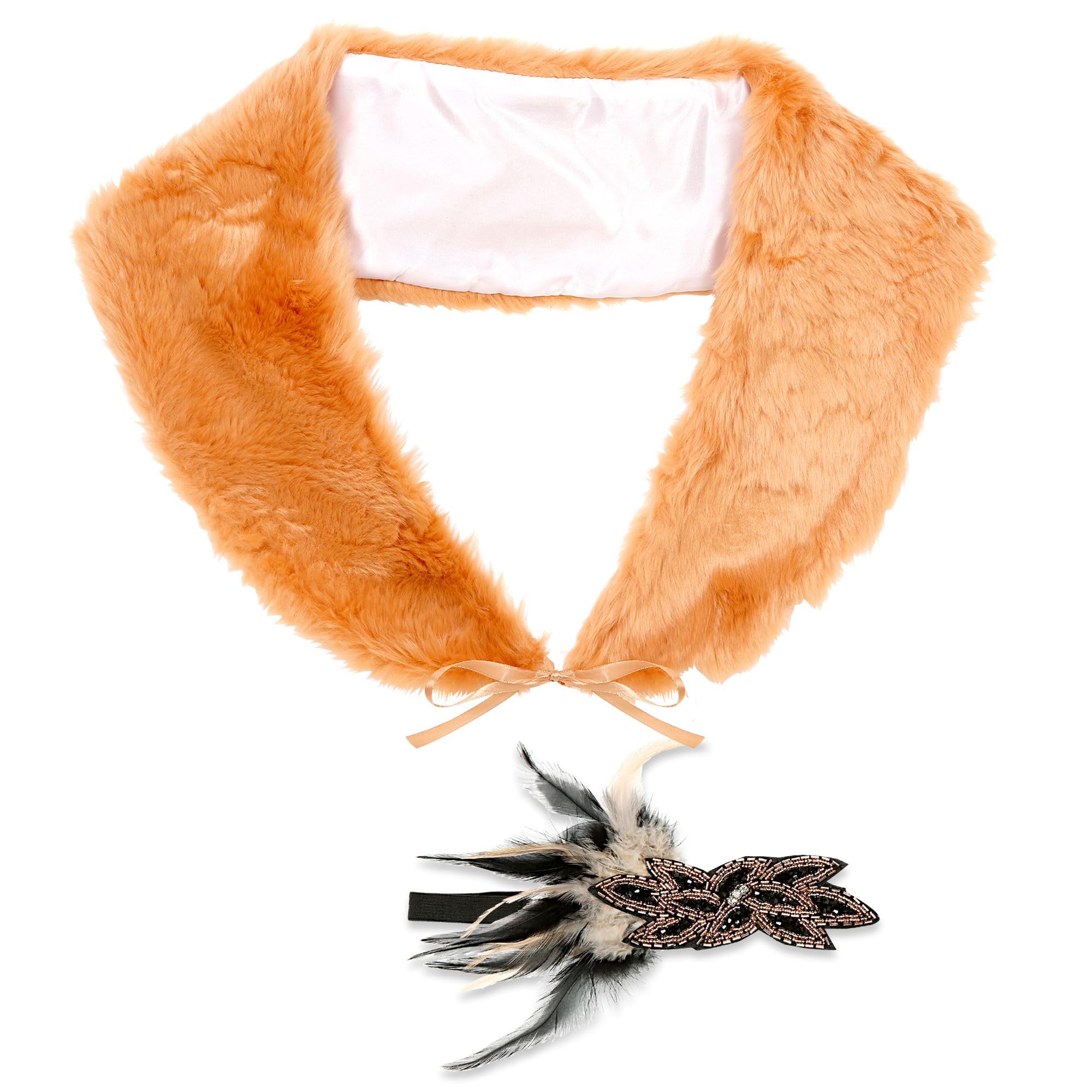 Widmann Srl Charleston WDM07805 Stola Beggie Women's Headpiece Straws Costume for Adults, Beige