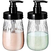 Amolliar Plastic Soap Dispenser with Pump Lid, 16 Oz Refillable Bathroom Hand Dish Soap Dispenser Set, Clear Kitchen Liquid Dispenser with Cute Lables for Farmhouse Shower (2 Pack, Black)