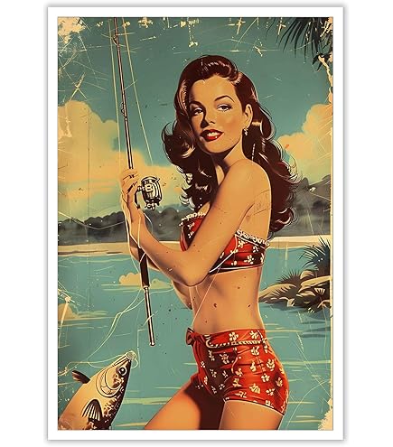 Amazon.com: Vintage Pin-Up Girl Poster - Retro Art Wall Decor