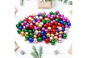 TKYGU 144 PCS/1.18 inch Christmas Tree Ornaments, Christmas Ball Decoration Set Color Mixing（Red Green Gold Blue Rose red Silver） Christmas Ball Shatterproof Hanging Tree Ornament Set