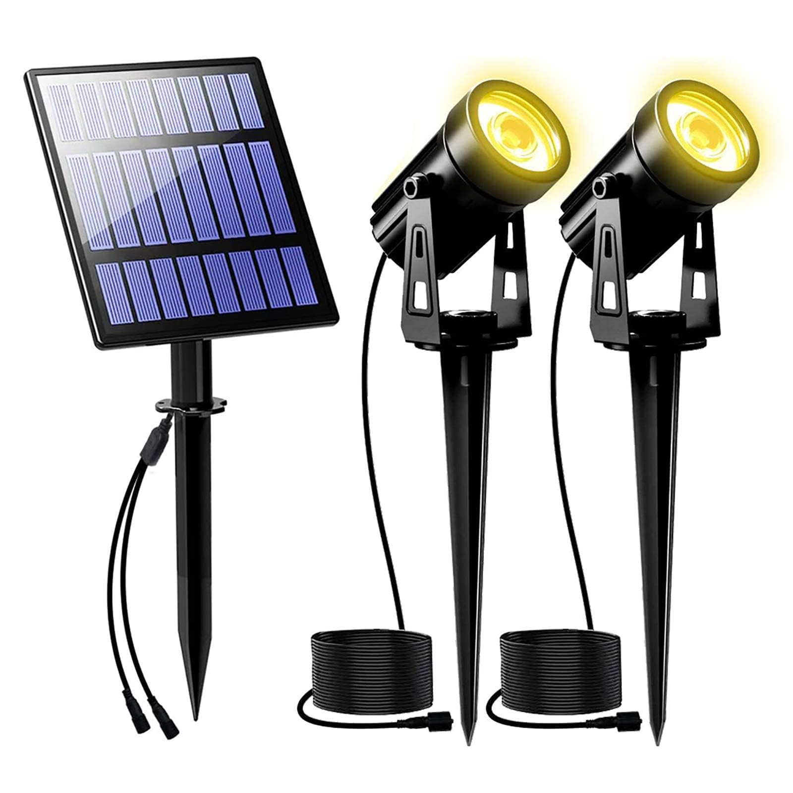 Photo 1 of T-SUNUS Halloween 2W Solar Landscape Spotlights Warm White, Garden Spot Lights Outdoor 9.8ft Cable IP65 Waterproof Security Downlight 2-IN-1 for Flag Christmas Tree Pond Garage Deck Yard Wall Backyard