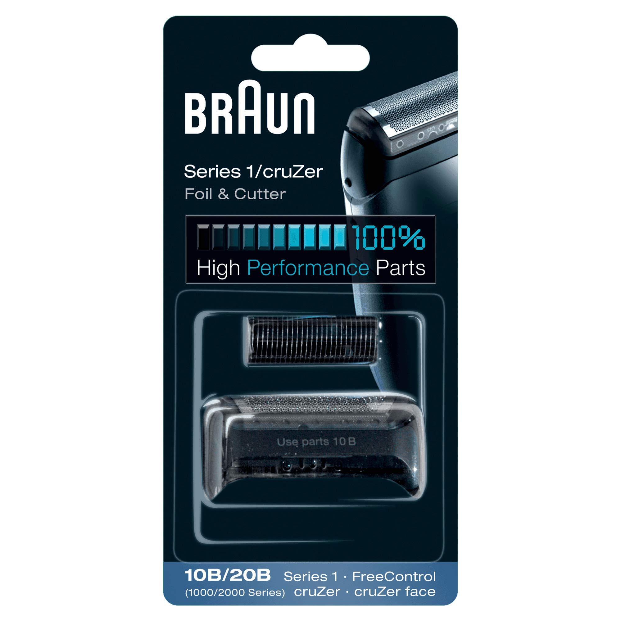Braun Series 1 Electric Shaver Replacement Foil and Cutter, Maintain Peak Performance, Compatible With Cruzer & Series 1 Shavers, 10B/20B, Black