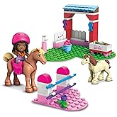 Mega Barbie Horse Jumping Building Set with 73 Bricks and Special Pieces, Accessories and 1 Micro-Doll, Toy Gift Set for Ages 5 and Up