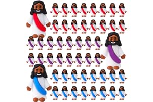 Bememo 50 Pcs Mini Black Jesus Toys Black Jesus Figurine Religious Gifts Little Figures to Hide and Seek Sunday School Religious Easter Party Favors(Red, Purple, Blue)
