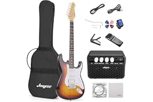 GAOMON Electric Guitar, 39 Inch Full Size Electric Guitar Kit Solid Body,HSS Pick Up, Starter Kit Includes Amp, Bag, Capo, Strap, String, Tuner, Cable, Picks,Electric Guitar for Beginner(Sunburst)
