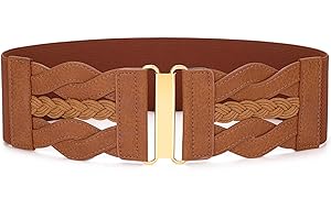 SANSTHS Vintage Stretchy Belt for Women, Womens Wide Elastic Belts for Dresses Coats, Fashion Womens Belts with Gold Buckle