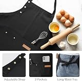 WenYa 2 Pack Kitchen Apron for Women Unisex Adjustable with Pockets Black view 3