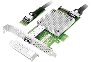 Vogzone M.2 to 10GbE SFP+ NIC, Single SFP+ Port with Intel 82599 chip, M.2 + M Key + SFF-8087 with 35cm(13.7in) Cable, 10 Gig
