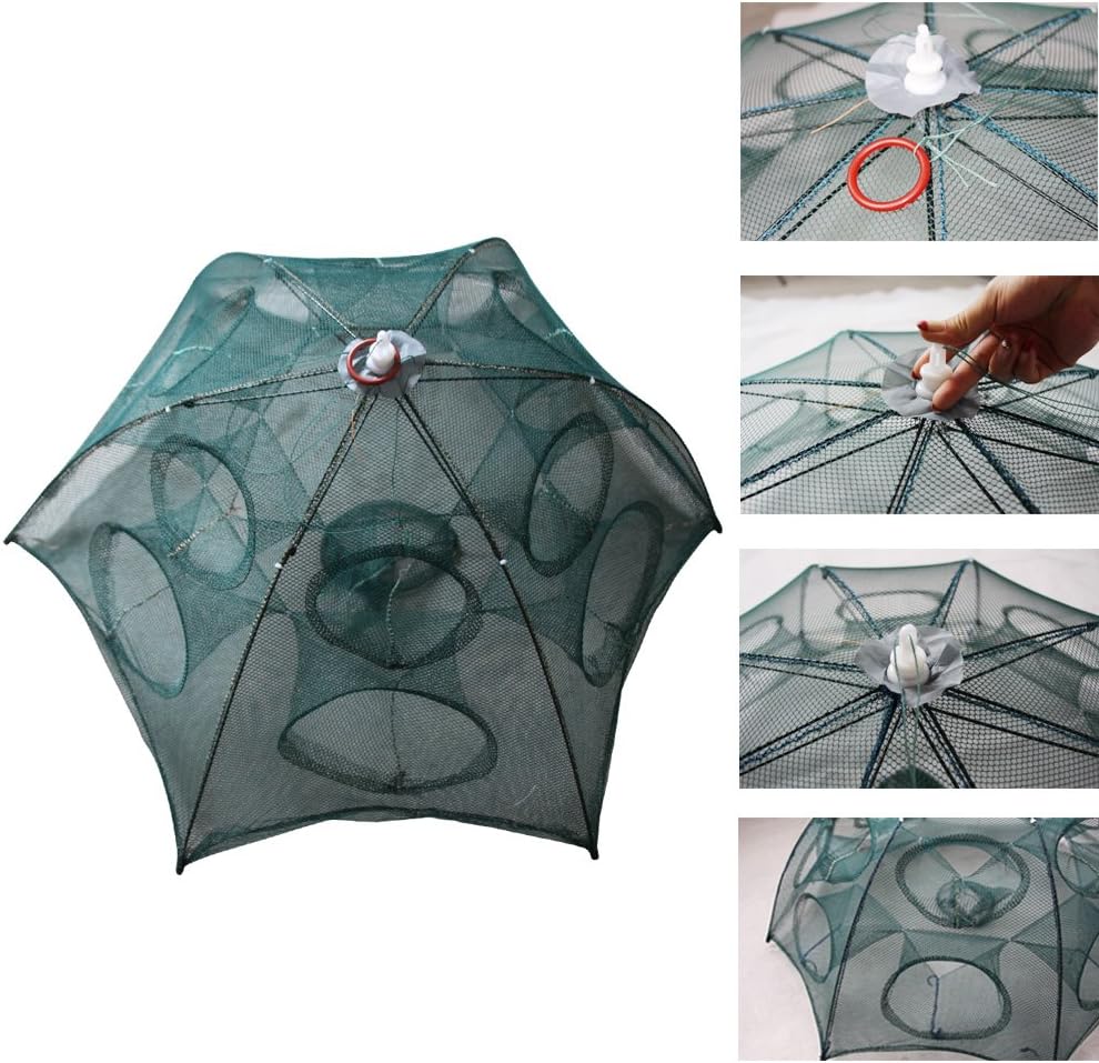 ICE SEA 2pcs Collapsible Folded Fishing Net Landing Net Cast Net Trap Dip Cage for Fish Shrimp Minnow Crayfish Crab Unfolding Length 37.40inch