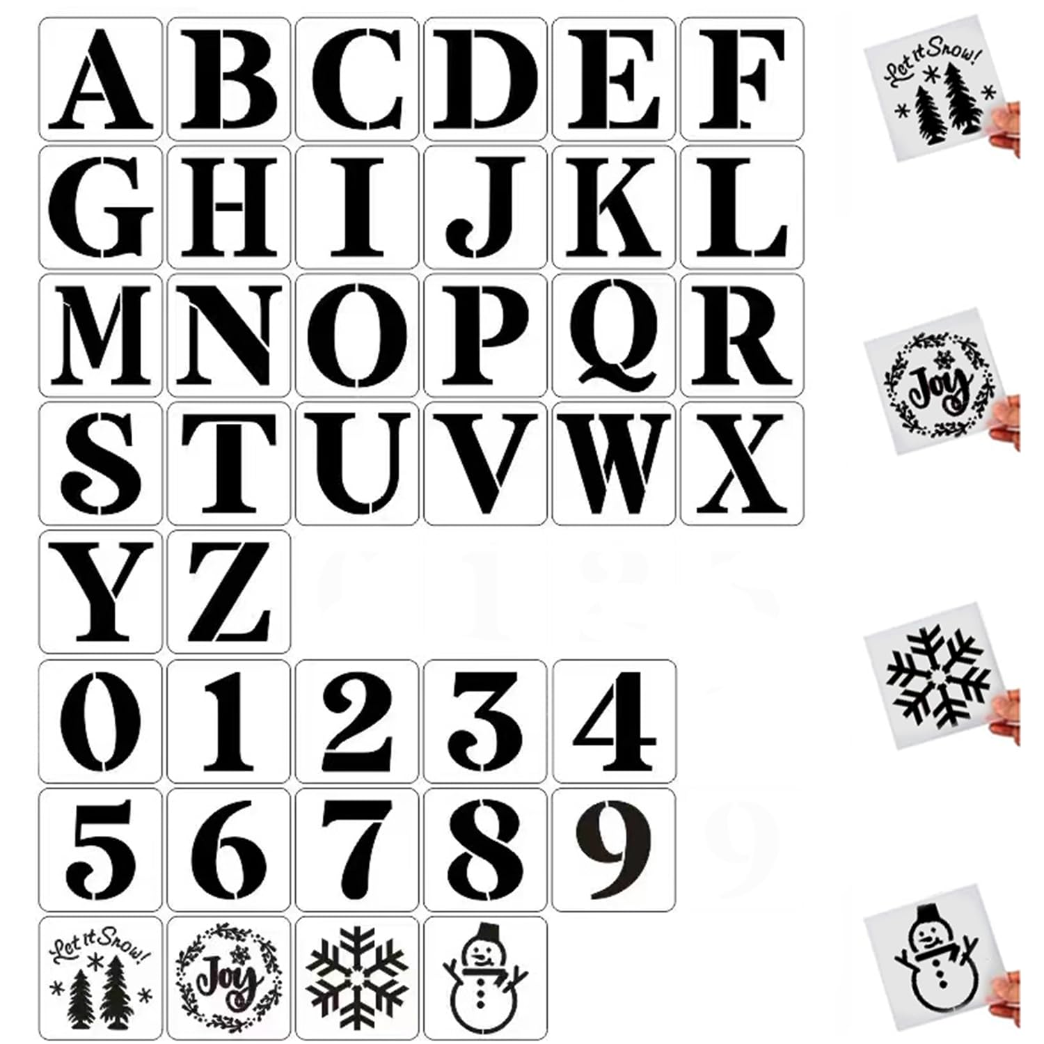 6 Inch Large Letter Stencils and Numbers, 40 Pcs Reusable Plastic Large Alphabet Art Craft Stencils for Painting on Wood, Wall, Fabric, Rock, Chalkboard, Signs, Christmas DIY Art Gifts