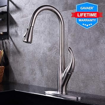 Gavaer Kitchen Faucet Lead Free Stainless Steel Single Handle