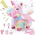 Gretex Unicorn Plush Interactive Toy for Kids age 3 4 5 6 Year Old: Walking Talking Electronic Pet Toy with Remote Control Leash Touch Recognition Toddler Unicorn Care Set Birthday Gifts for Girl 6-12