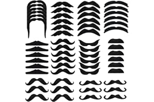 Hawbay 60 PCS Realistic Stick-On Fake Mustaches, Self Adhesive Fake Mustache, Costume Supplies for Adults, Party Bulk Prop Be