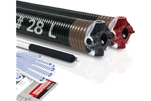 KaiMinDogz Pair of 2" Garage Door Torsion Springs Set with Non-Slip Winding Bar & Gloves,High Precision Electrophoresis Black Coated, for Replacement & Installation, MIN 16,000 Cycles (0.234x2''x28'')