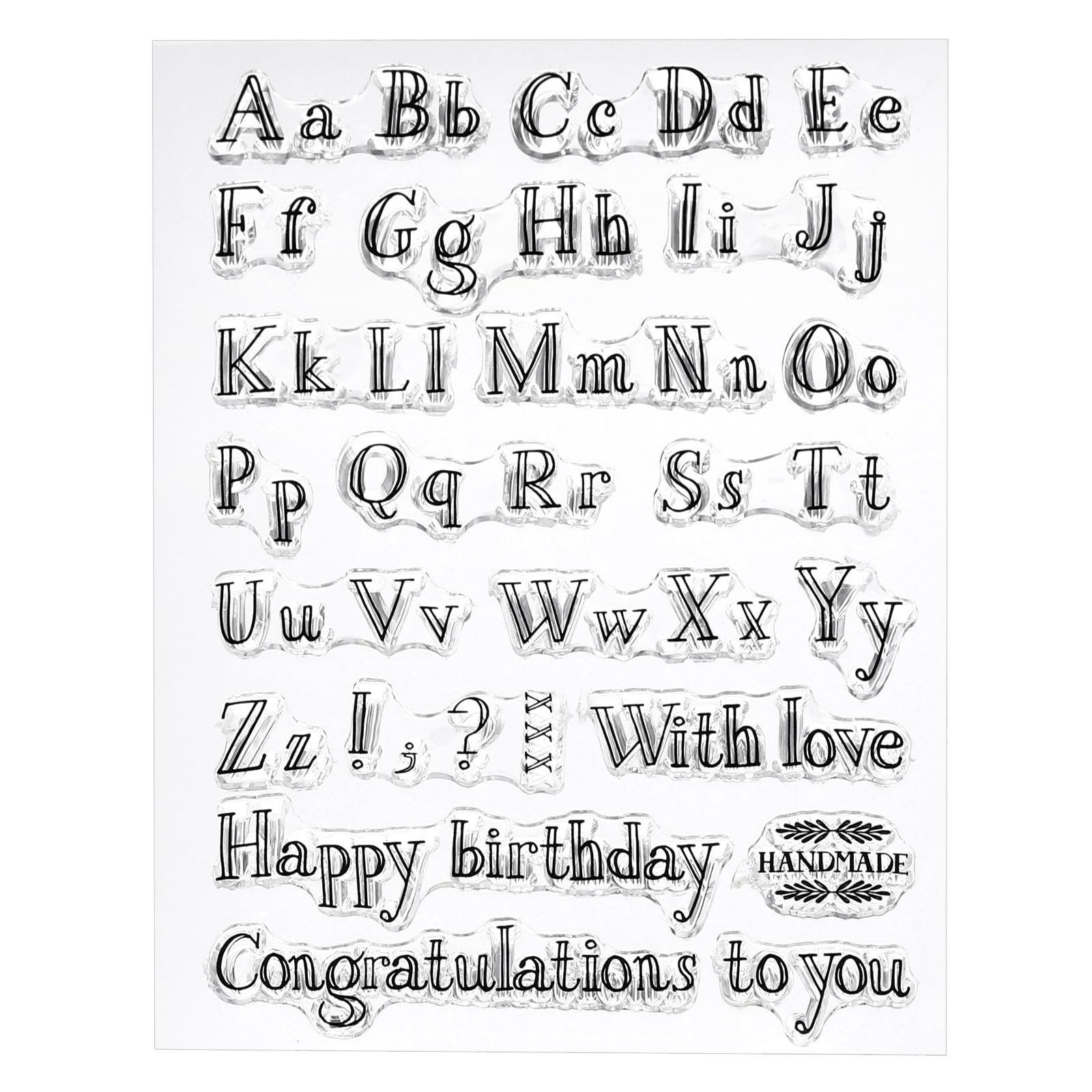 PATIKIL Transparent Silicone Stamps, 1 Pcs T1415 Uppercase and Lowercase Letters Clear Stamps for Card Making Decoration DIY Scrapbooking Embossing Album Decor Craft, Clear