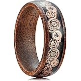 King Will Mens Wooden Wedding Band 8mm Nature Koa Wood Wedding Rings with Inlay