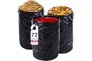 Pansparade Reusable Lawn Leaf Bags, 72 Gallon 3Pack - Heavy Duty with Gardening Gloves & 4Handles - Camping Leaf Recycling Bags