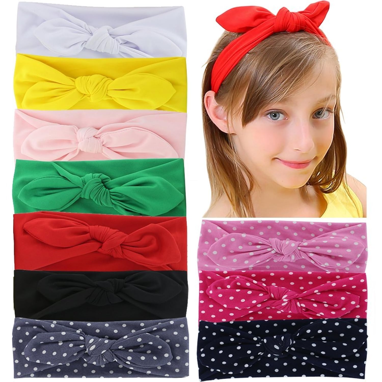 QingHan Baby Girl Elastic Cotton stretch headbands For Teens Girls