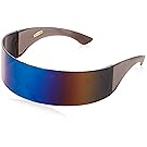 zeroUV - Futuristic Wrap Around Monoblock Shield Sunglasses (Midnight)