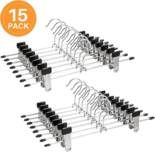 25pack IEOKE Pant Hangers Skirt Hangers with Clips Metal Trouser Clip