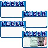 Abbylike 4 Pcs Cheer Makeup Bag Gift Set 11.8x8.2 Inches for Cheerleader Team Girls Clear Chenille Letter Cosmetic Bags Zipper Toiletry Makeup Pouch Bulk Women Travel Snack Bag(Blue,Cheer)